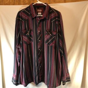 Wrangler western shirts men’s  pearl snap flannel shirt with pockets 3XL big man